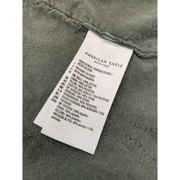 American Eagle Coat Womens M Barn Chore Military Hooded Anorak Parka Faux Fur - Picture 6 of 14